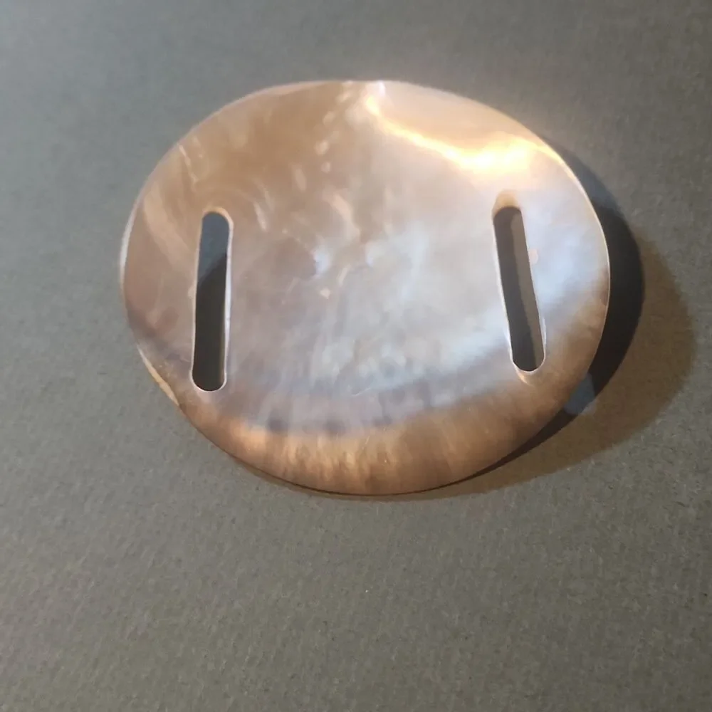 Vintage Mother Of Pearl Slide Belt Buckle Artisan handcrafted 1970's NOS
